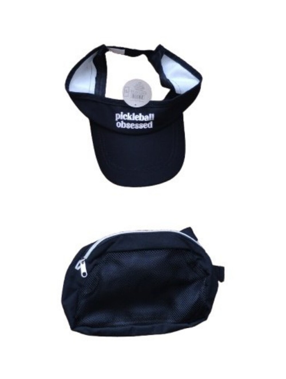 NWT Pickleball Obsessed Visor & Matching Zipper Pouch Set Black